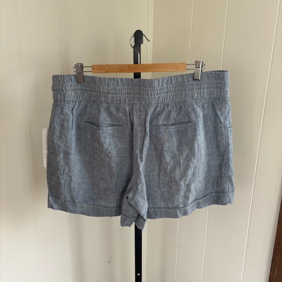 Athleta NWT Cabo Linen 4” Pull On Loungewear Shorts Chambray Blue Womens 16 - Picture 2 of 12